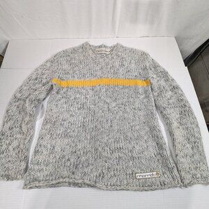 Mambo Knitwear Australia Size Small Wool Blend Color Block Gray/ yellow Stripe